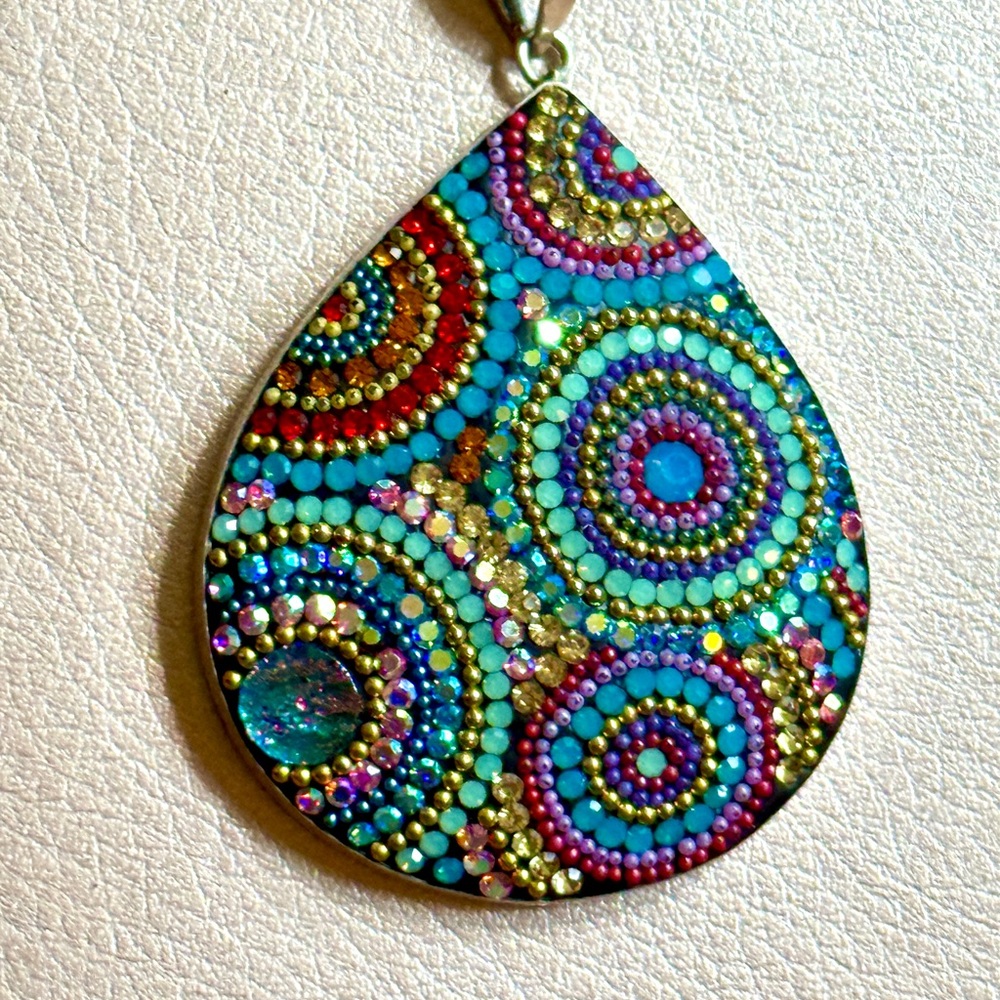 Mosaico Colorful Teardrop 925 Sterling Silver Pendant NWOT